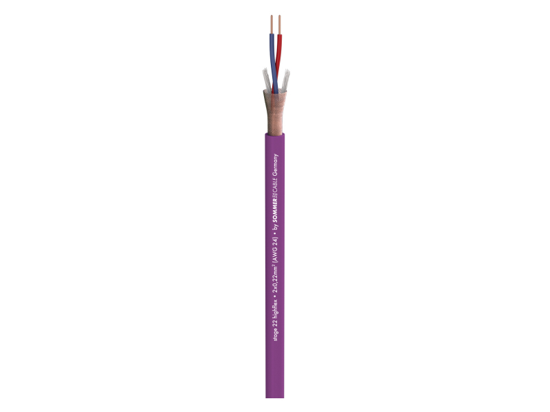 SOMMER CABLE Stage 22 Highflex; 2 x 0,22 mm2; PVC 6,40 mm przewód mikrofonowy, Fioletowy